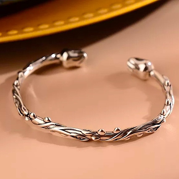 Rose Flower Sterling Silver Bangle Brac - Picture 11 of 14
